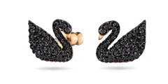 Swar*vski - Iconic Swan Jacket Earring Black Swan Rose Gold Plated-5193949-ON SALE