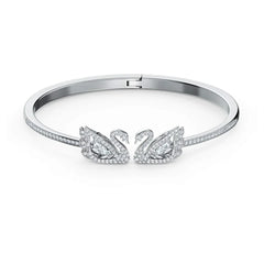 Swar*vski - Crystal Dancing Swan Bangle, White, Rhodium Plated -5520713