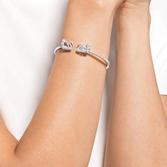 Swar*vski - Crystal Dancing Swan Bangle, White, Rhodium Plated -5520713