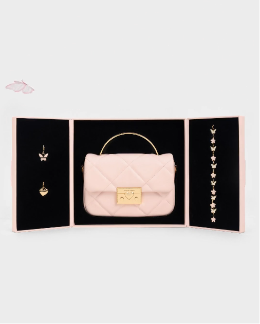 Charles & Ke*th -Quilted top-handle bag - Black with Gift Box