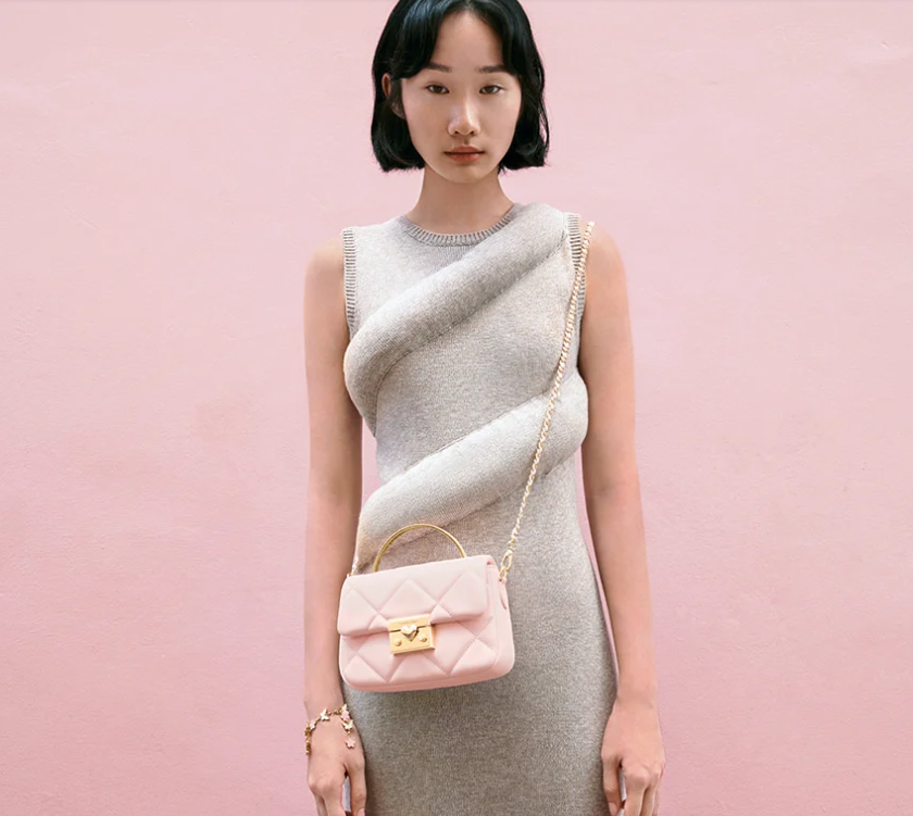 Charles & Ke*th -Quilted top-handle bag - Pink with Gift Box
