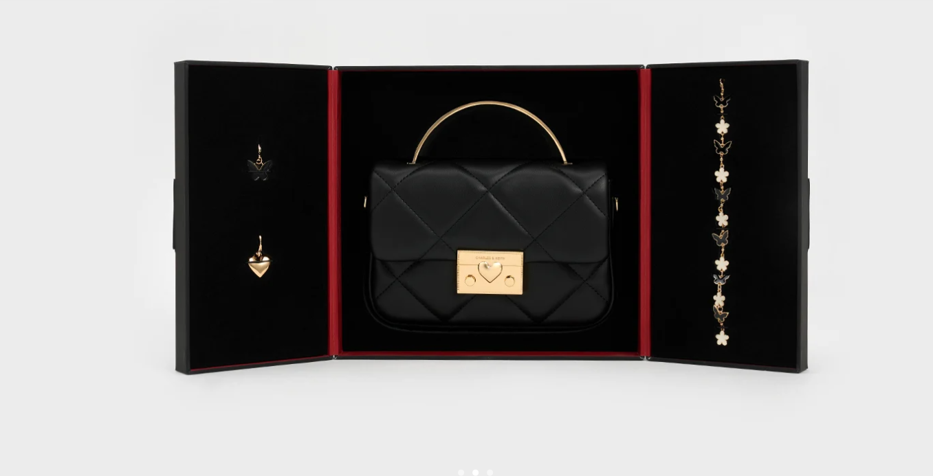 Charles & Ke*th -Quilted top-handle bag - Black with Gift Box