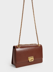 Charles & Ke*th - Metallic Accent Front Flap Bag - Brown