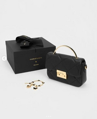 Charles & Ke*th -Quilted top-handle bag - Pink with Gift Box