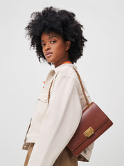 Charles & Ke*th - Metallic Accent Front Flap Bag - Brown