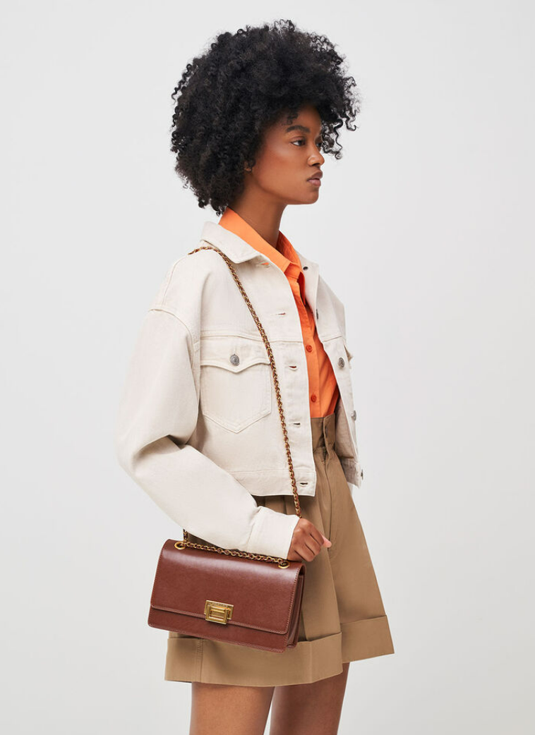 Charles & Ke*th - Metallic Accent Front Flap Bag - Brown