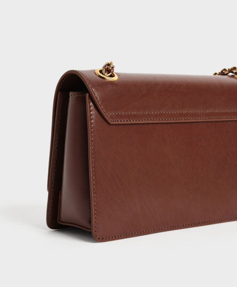 Charles & Ke*th - Metallic Accent Front Flap Bag - Brown
