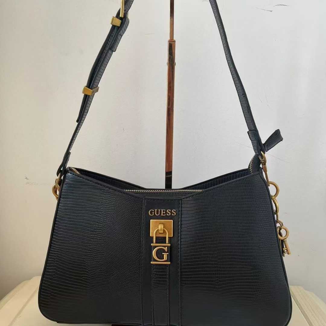 Gues* - Ginevra python-print shoulder bag-BLACK