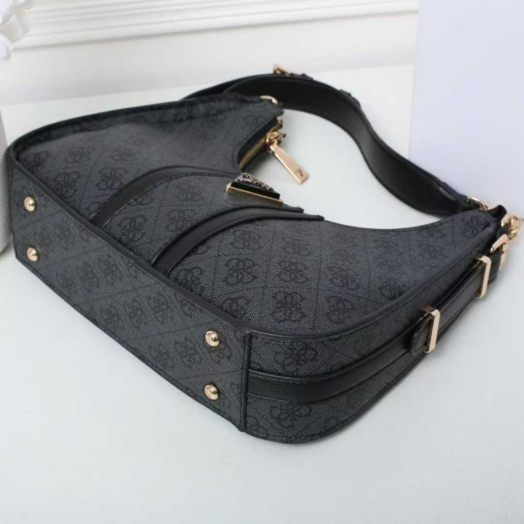 Gues* - NOREEN TOP ZIP SHOULDER BAG - Handbag - BLACK