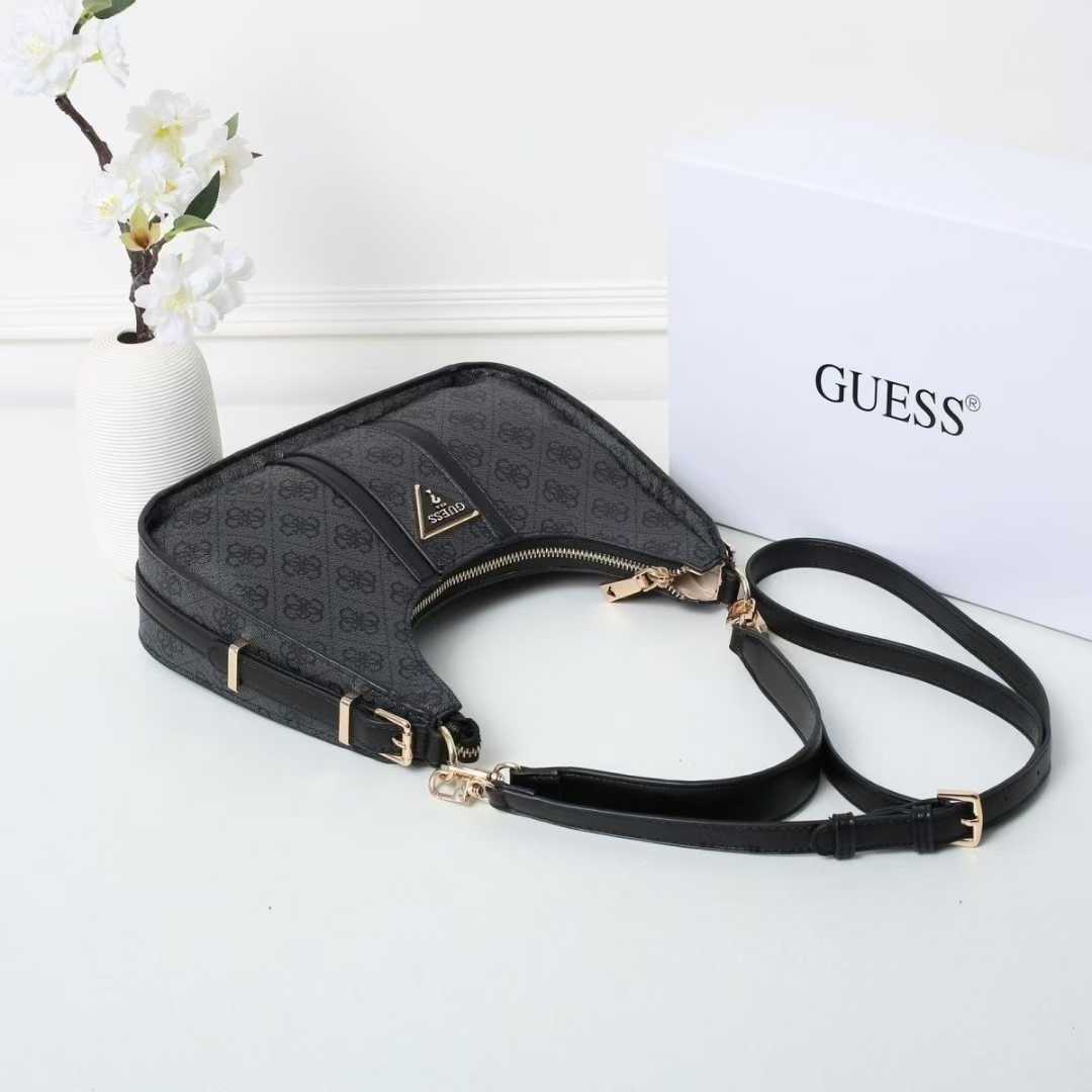 Gues* - NOREEN TOP ZIP SHOULDER BAG - Handbag - BLACK