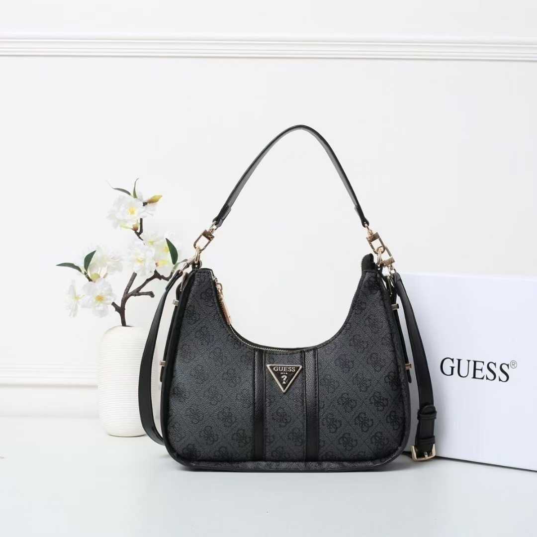 Gues* - NOREEN TOP ZIP SHOULDER BAG - Handbag - BLACK