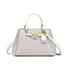 Gues* -  Malva Girlfriend Black Satchel Bag - LIGHT PINK MULTI