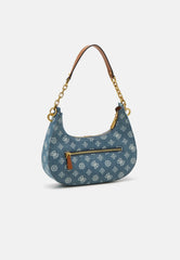 Gues* - Kuba top zip shoulder bag- Handbag - denim logo