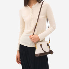 Pedr*-Lucia Canvas Handbag -  Dark Brown Canvas