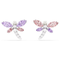 Swar*vski - Ariana Grande  stud earrings Mixed cuts, Dragonfly, Multicolored, Rhodium plated-5737371