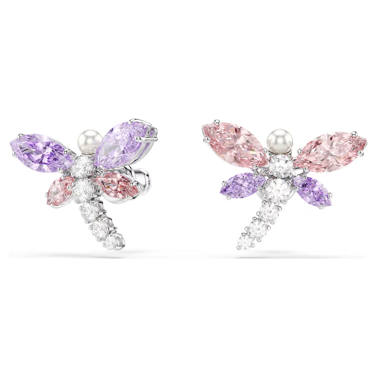 Swar*vski - Ariana Grande  stud earrings Mixed cuts, Dragonfly, Multicolored, Rhodium plated-5737371