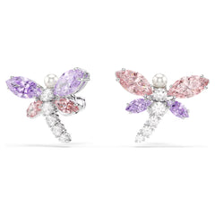 Swar*vski - Ariana Grande  stud earrings Mixed cuts, Dragonfly, Multicolored, Rhodium plated-5737371