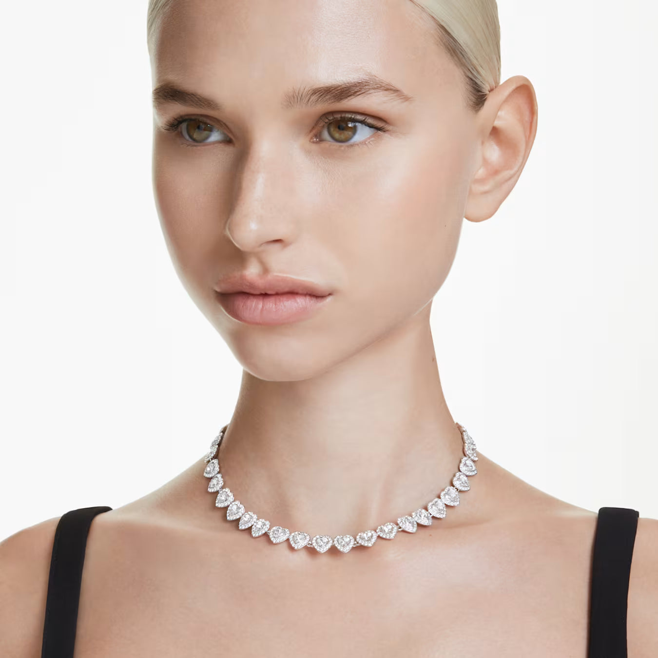 Swar*vski -Ariana Grande x Swarovski Tennis necklace Mixed cuts, Heart, White, Rhodium plated-5720857