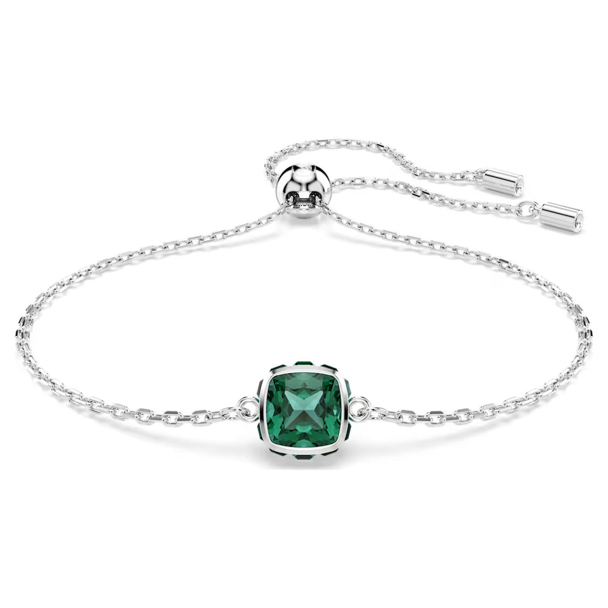Swar*vski -Birthstone bracelet Square cut, May, Green, Rhodium plated-5710516