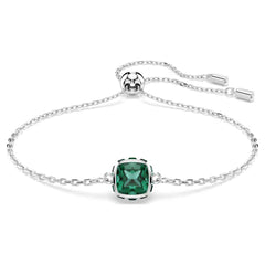 Swar*vski -Birthstone bracelet Square cut, May, Green, Rhodium plated-5710516