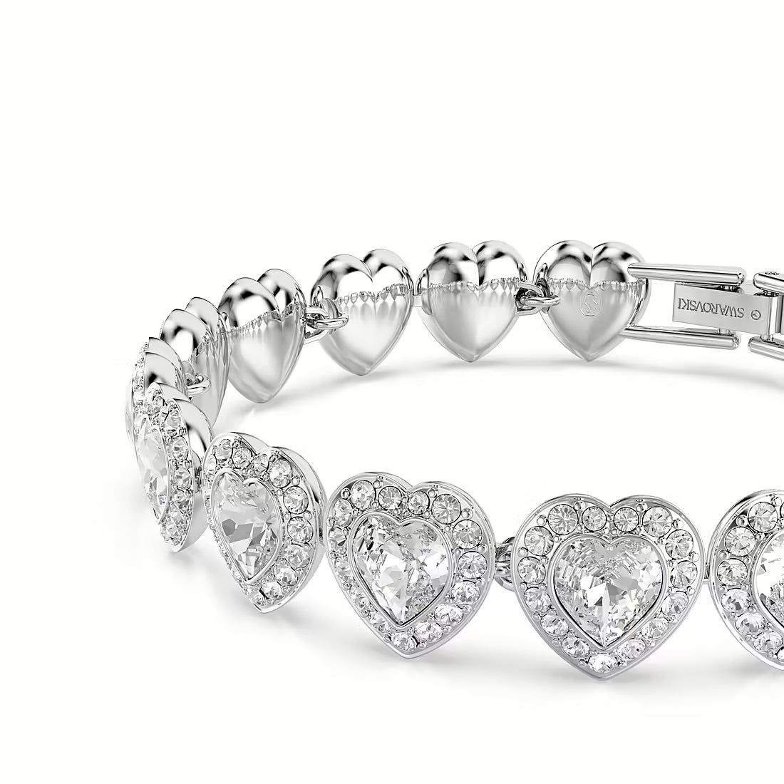 Swar*vski - Tennis bracelet  - Mixed cuts, Heart, White, Rhodium plated-5720860