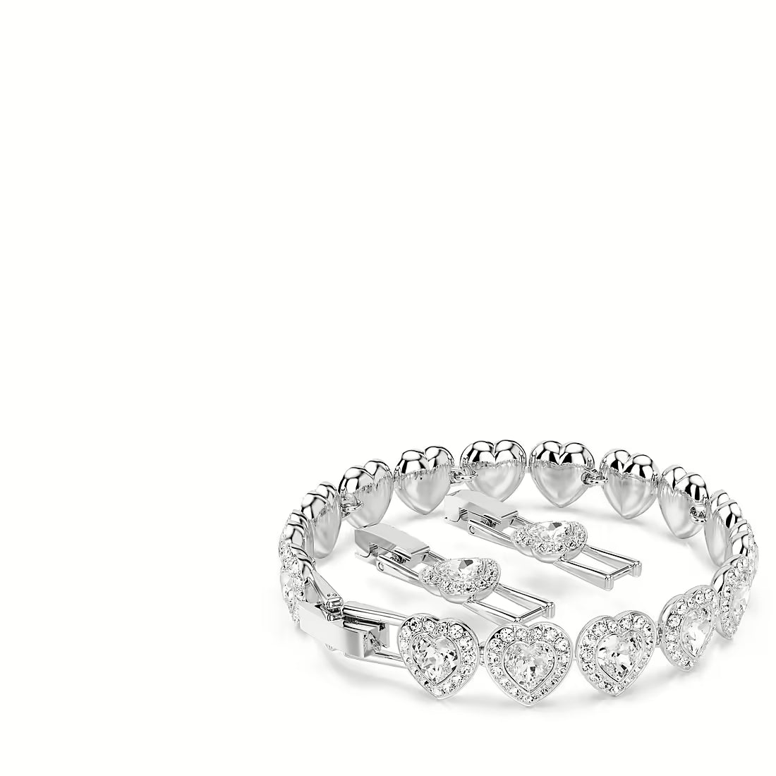 Swar*vski - Tennis bracelet  - Mixed cuts, Heart, White, Rhodium plated-5720860