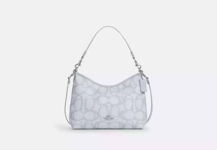 COAC* Laurel Shoulder Bag In Sketch Signature Canvas-Silver/Ice Blue
