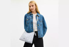 COAC* Laurel Shoulder Bag In Sketch Signature Canvas-Silver/Ice Blue