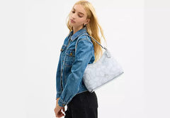 COAC* Laurel Shoulder Bag In Sketch Signature Canvas-Silver/Ice Blue