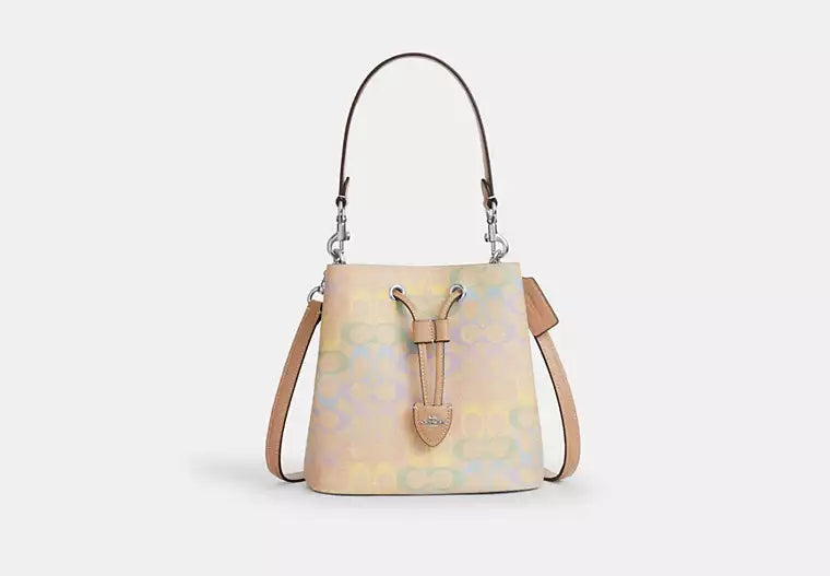 COAC* -Rowan Bucket Bag In Rainbow Signature Canvas-Silver/Sand Multi