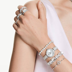 Swar*vski - Constella bangle Round cut, Dancing stone, White, Rhodium plated-5743523