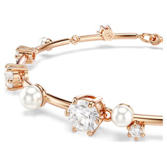 Swar*vski -Constella bracelet Crystal pearl, Round cuts, White, Rose gold-tone plated-5729505