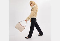 COAC* - Laurel Shoulder Bag In Signature Canvas-Silver/Sand/Taupe