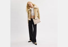 COAC* - Laurel Shoulder Bag In Signature Canvas-Silver/Sand/Taupe