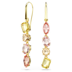 Swar*vski -Gema drop earrings Asymmetrical design, Mixed cuts, Pink, 18K gold finish-5737454