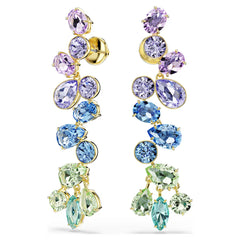 Swar*vski -Gema drop earrings Mixed cuts, Chandelier, Long, Multicolored, 18K gold finish-&nbsp;5751294