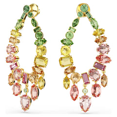 Swar*vski -Gema drop earrings Mixed cuts, Chandelier, Multicolored, 18K gold finish-5737445