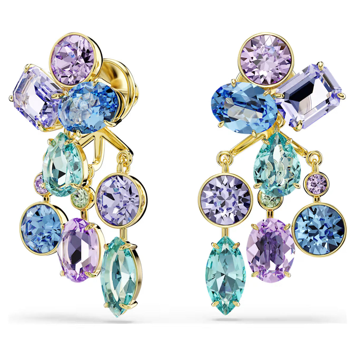 Swar*vski -Gema earring jackets Mixed cuts, Multicolored, 18K gold finish-5737450