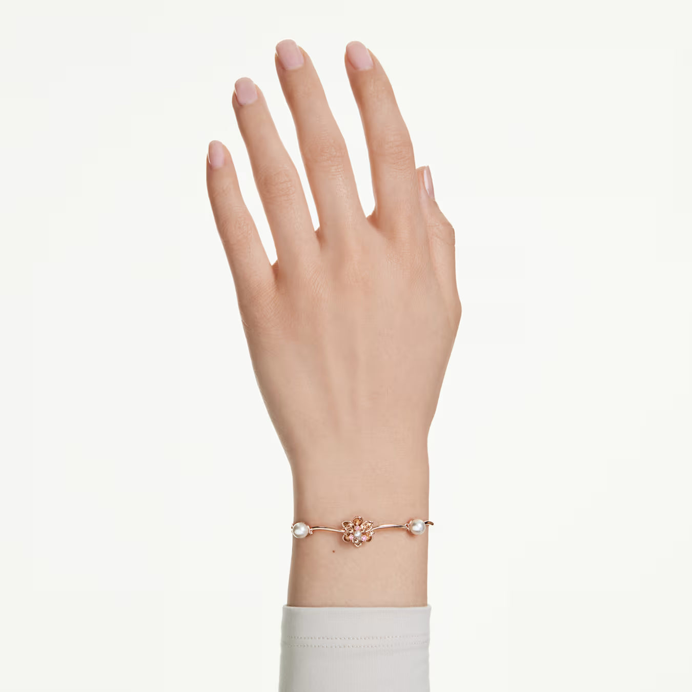 Swar*vski -Idyllia bracelet Crystal pearl, Mixed cuts, Flower, Multicolored, Rose gold-tone plated-5730361