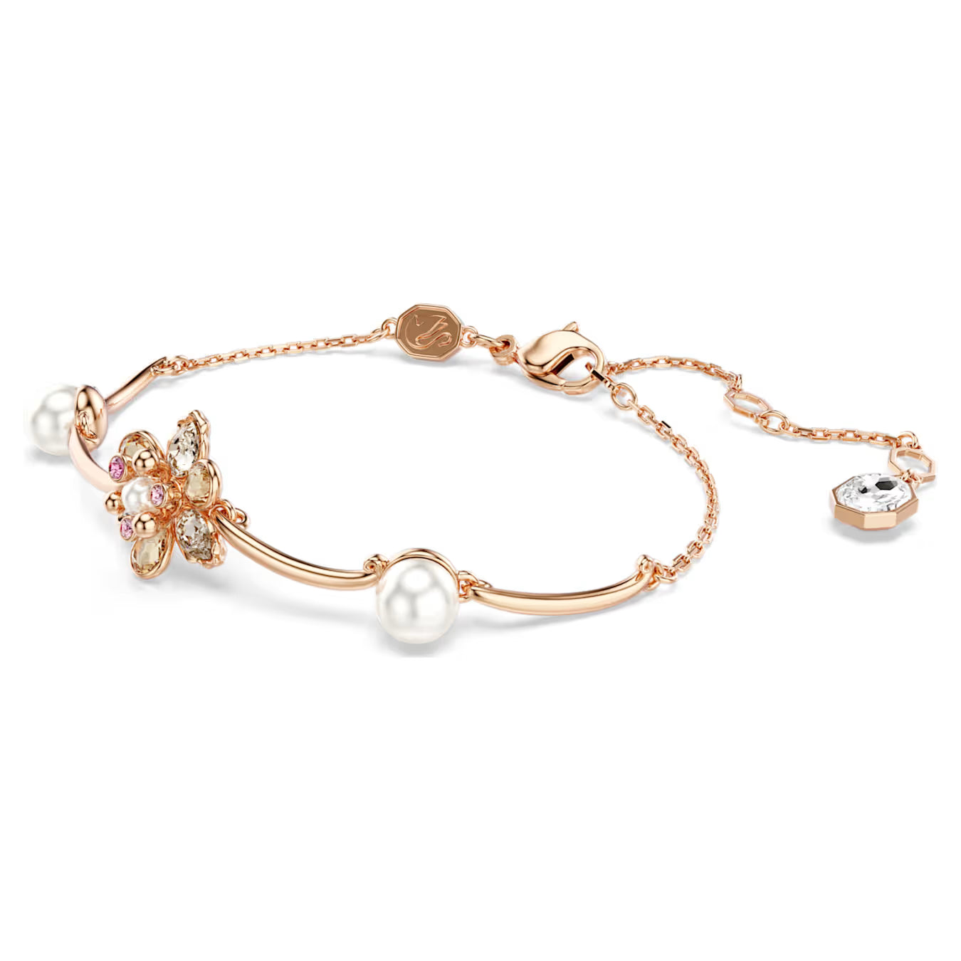 Swar*vski -Idyllia bracelet Crystal pearl, Mixed cuts, Flower, Multicolored, Rose gold-tone plated-5730361