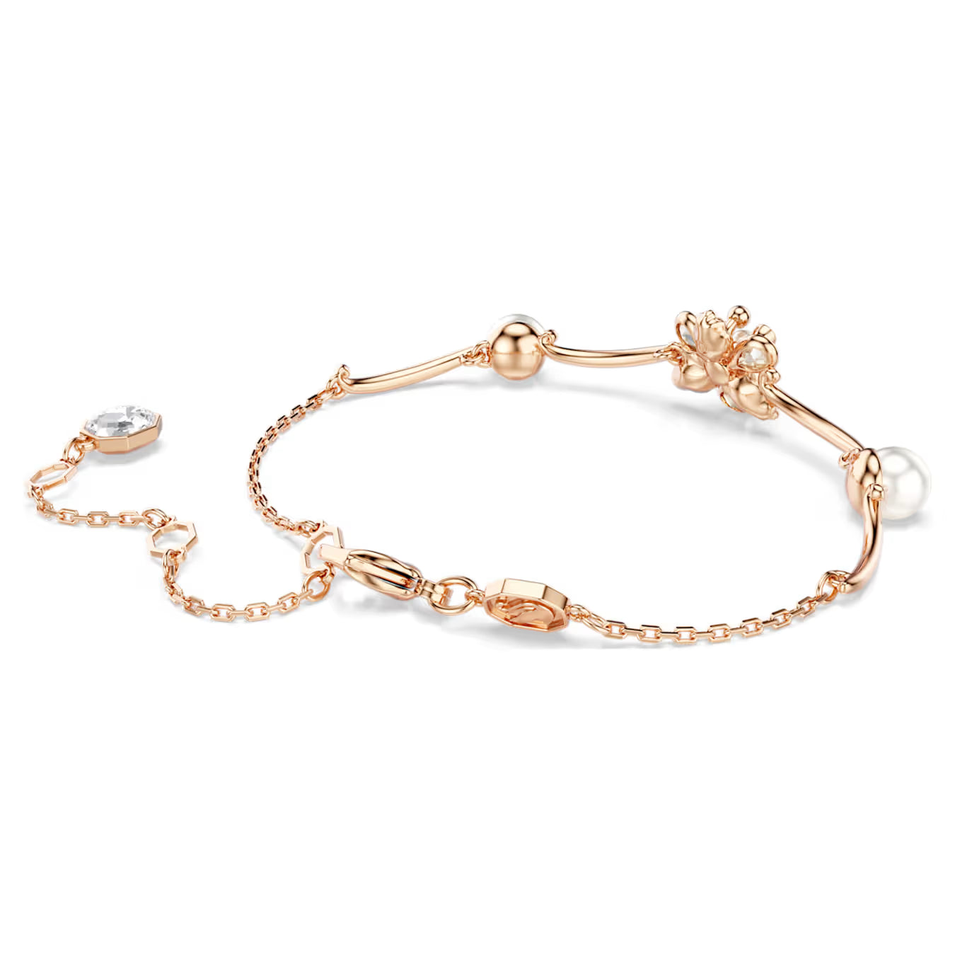 Swar*vski -Idyllia bracelet Crystal pearl, Mixed cuts, Flower, Multicolored, Rose gold-tone plated-5730361