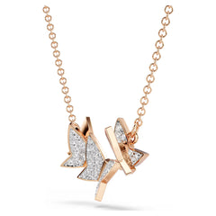 Swar*vski -Idyllia Lilia necklace Butterfly, White, Rose gold-tone plated-5636422