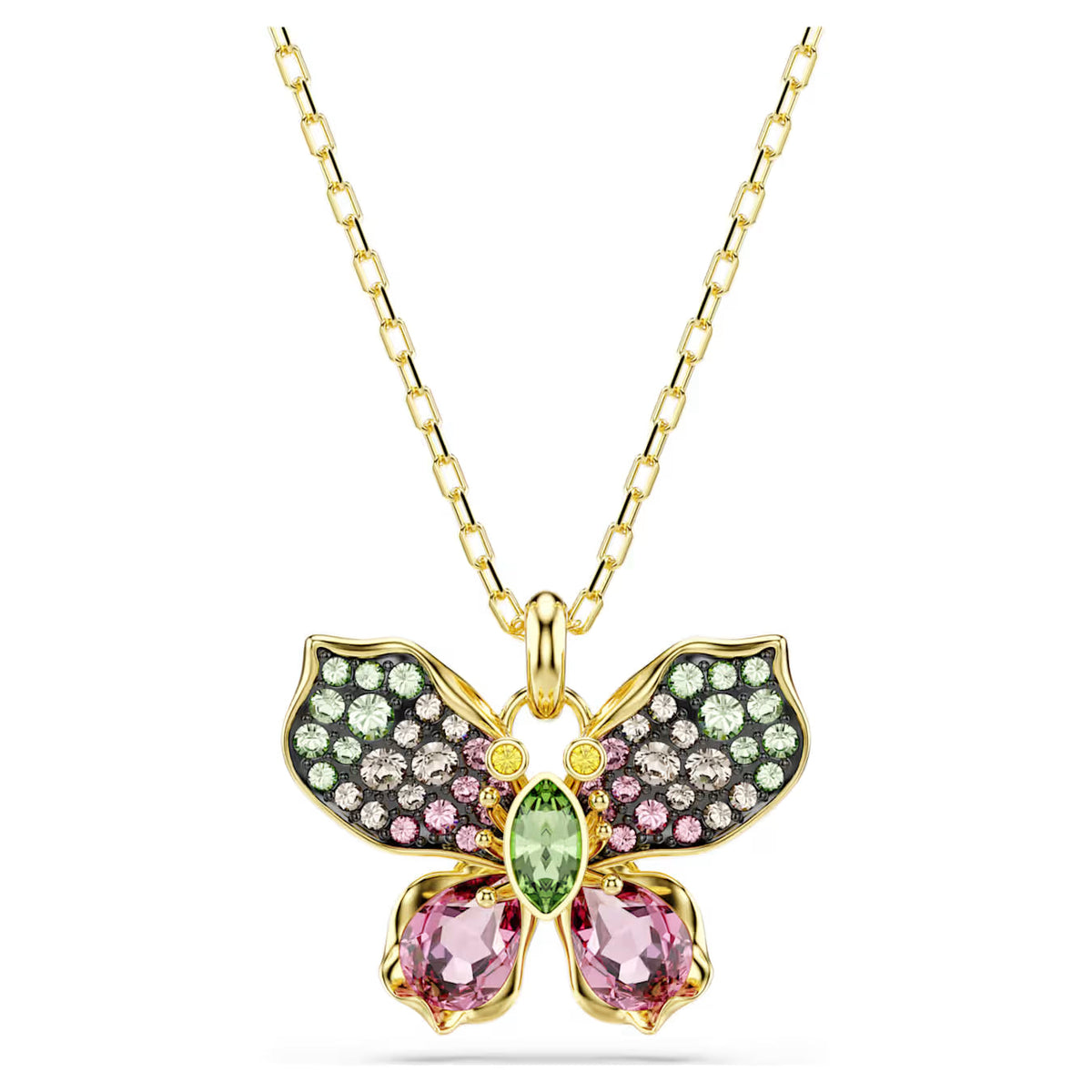 Swar*vski -Idyllia pendant Mixed cuts, Pavé, Butterfly, Multicolored, 18K gold finish-5709950