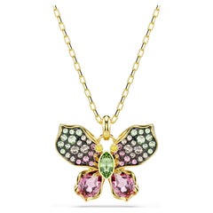 Swar*vski -Idyllia pendant Mixed cuts, Pavé, Butterfly, Multicolored, 18K gold finish-5709950
