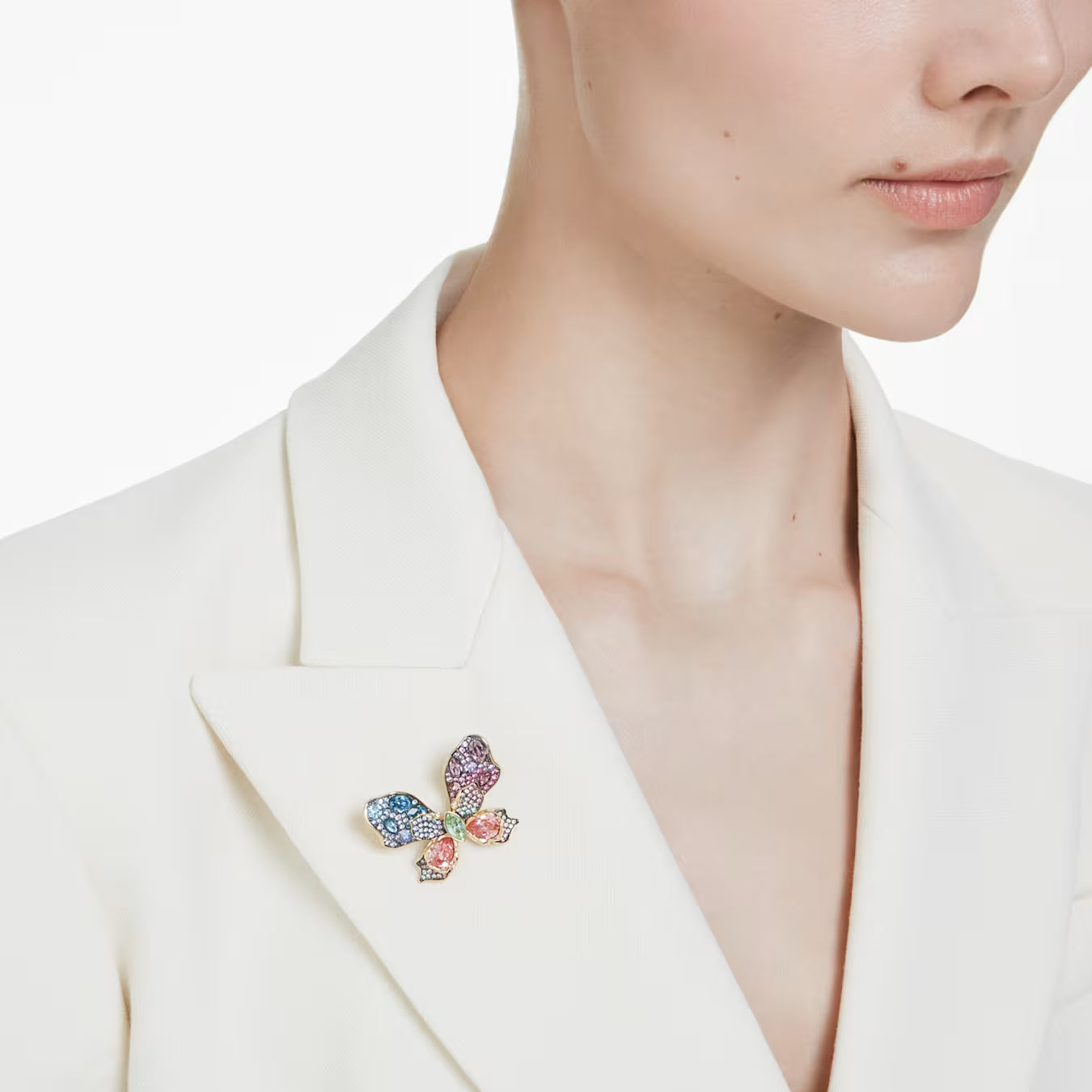 Swar*vski -Idyllia pendant and brooch Mixed cuts, Pavé, Butterfly, Multicolored, Gold-tone plated-5709951