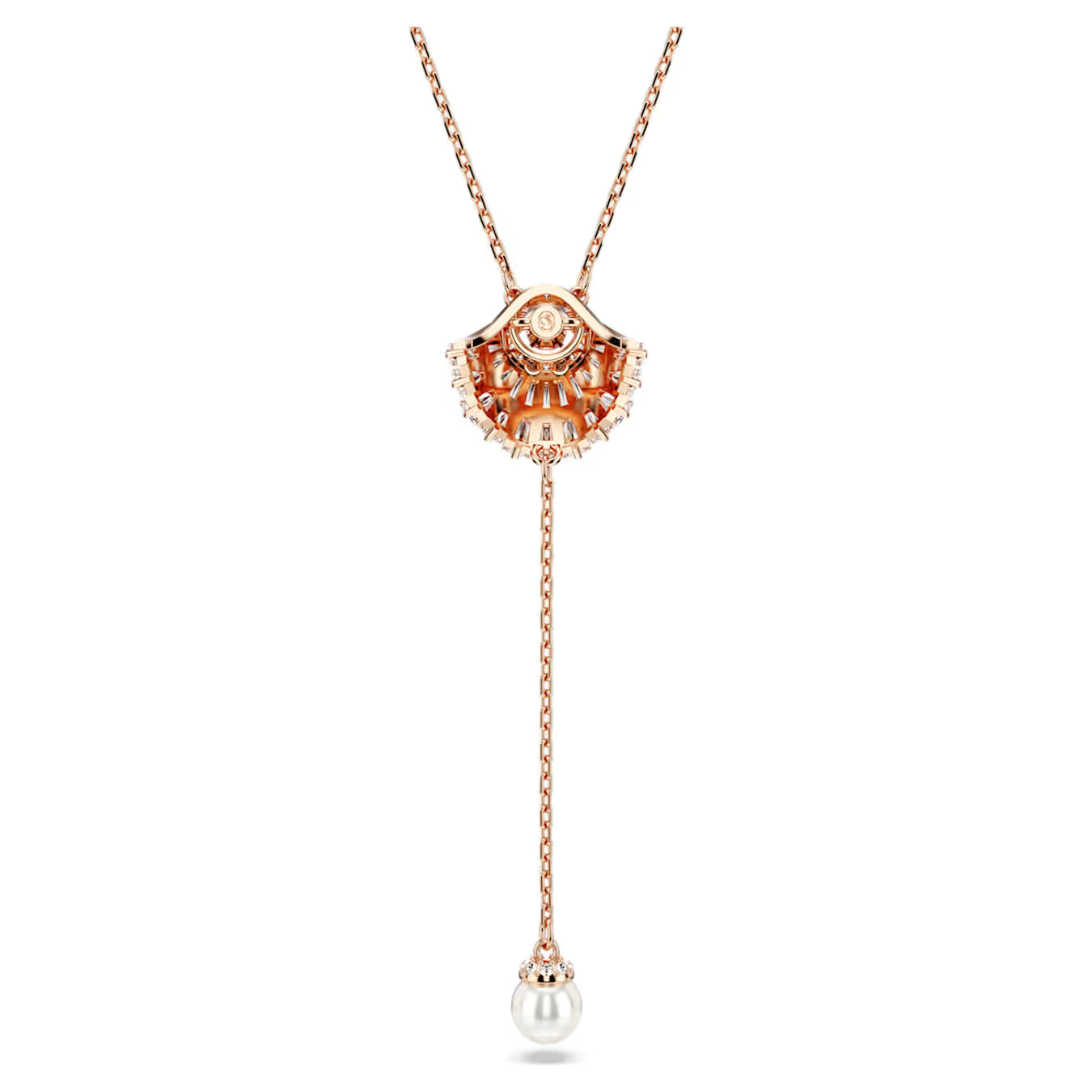 Swar*vski -Idyllia Y pendant Crystal pearl, Shell, White, Rose gold-tone plated-5680299