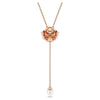 Swar*vski -Idyllia Y pendant Crystal pearl, Shell, White, Rose gold-tone plated-5680299