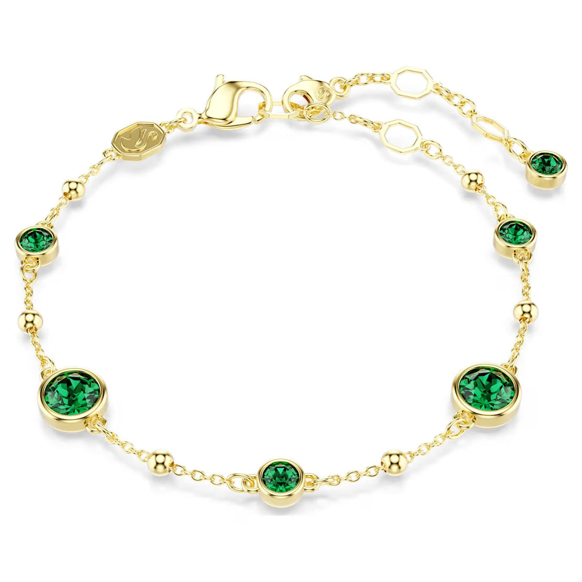 Swar*vski -Imber bracelet Round cut, Green, Gold-tone plated-5730676