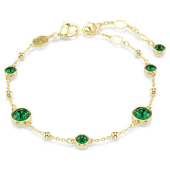 Swar*vski -Imber bracelet Round cut, Green, Gold-tone plated-5730676