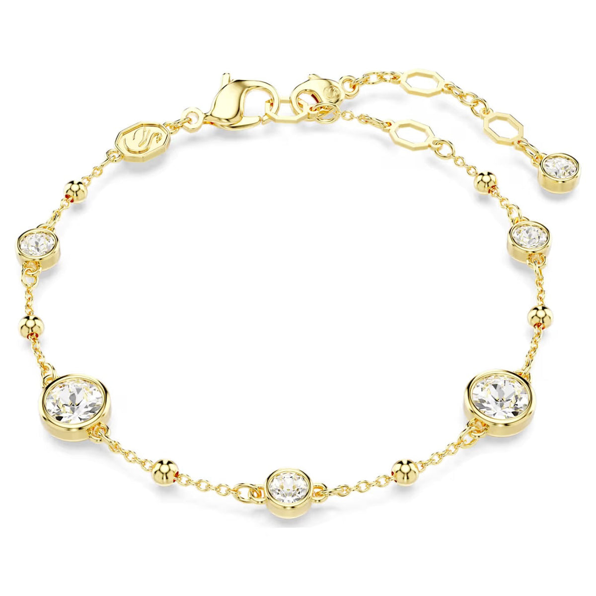 Swar*vski -Imber bracelet Round cut, Scattered design, White, Gold-tone plated-5680094